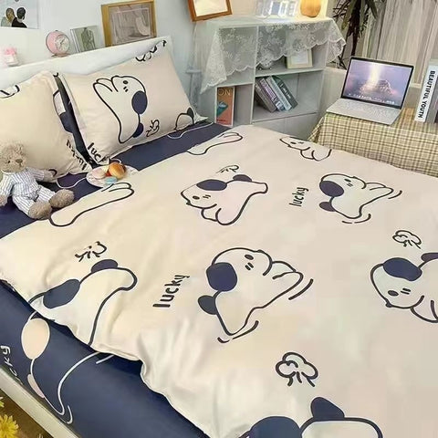 Sonicelife Nordic Yellow Solid Color Bedding Set Flat Bed Sheet Duvet Cover Single Double Full Queen King Bedclothes Ins Pure Bedroom Linen