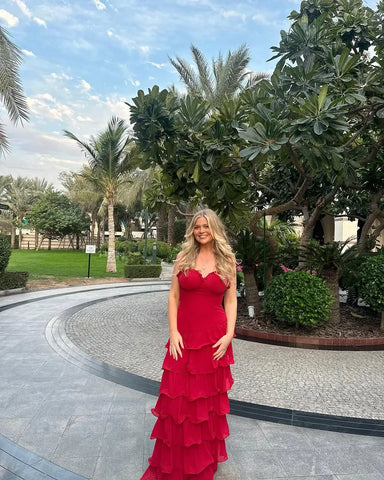 Sonicelife Fashion V Neck Layered Curling Edge Spaghetti Strap Robes Sexy Solid Slim Fit Sleeveless Long Dress New Lady Cocktail Party Gown