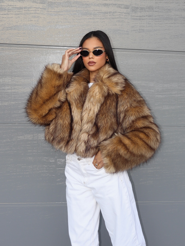 christmas outfit Sonicelife 2025 Chic Faux Fox Fur Warm Cropped Coat For Women Winter Thicken Lapel Long Sleeve Fluffy Jacket Female Fashion Thermal Outwear