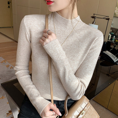 Sonicelife Turtleneck Sweater Women Fashion New Stretch Basic Tops Knitted Pullovers Long Sleeve Bottoming Jumper Ladies Sweater New