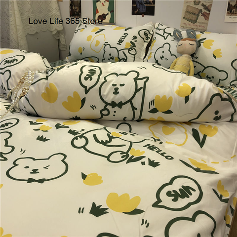Sonicelife Ins Style Fashion Butterfly Bedding Set For Girls Boys Double Size Flat Sheet Duvet Cover Pillowcase Bed Linen Home Textile