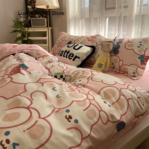 Sonicelife Ins Purple Solid Color Bedding Set Flat Bed Sheet Duvet Cover Single Double Full Queen King Bedclothes Ins Pure Bedroom Linen