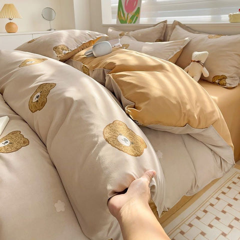 Sonicelife Summer Bedding Set 2024 Ins Twin Queen Duvet Cover Flat Sheet Pillowcase No Filler Girl Boys Hotel Home Bed Linens