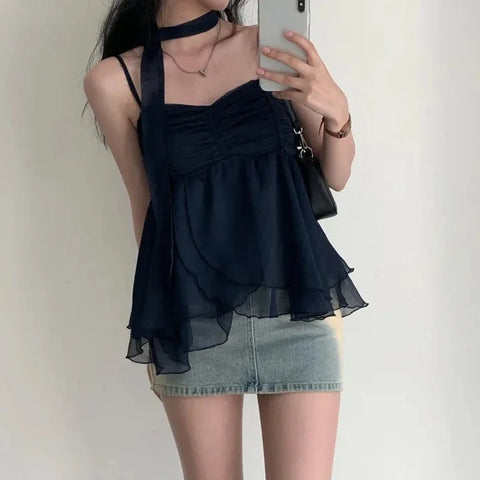 Sonicelife 2000s Aesthetic Sleeveless Solid Tops Hot Girls Korean Fashion Sweet Tank Top Summer Casual Basic Pure Color Camis Woman Chic