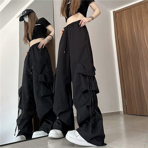 Sonicelife Cargo Pants High Waist Women Streetwear Hip Hop Y2K Trousers Loose Casual American Style 90S Pockets Fashion Female Pants