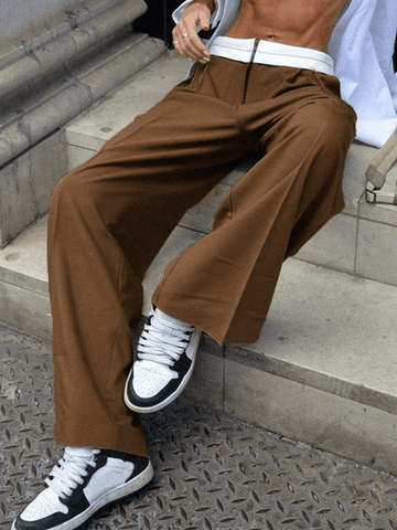 Sonicelife Contrast Waist Vintage Tailored Pants