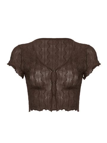 Sonicelife Cropped Textured Mesh Blouse