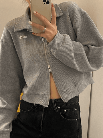 Sonicelife Cropped Zip-Up Jacket