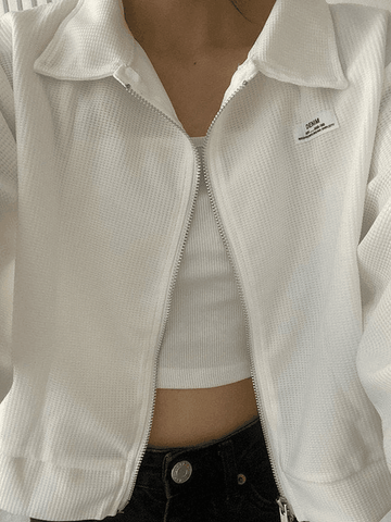 Sonicelife Cropped Zip-Up Jacket