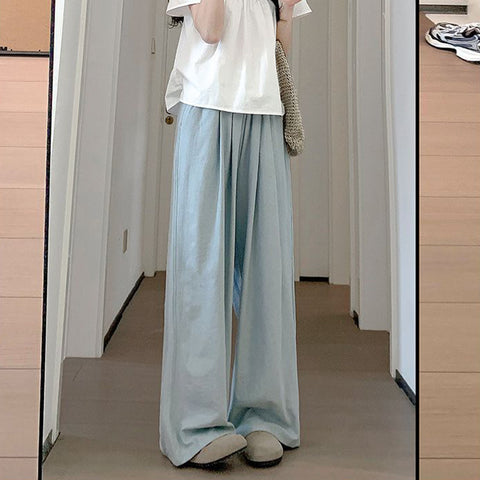 Sonicelife Women High Waist Wide Leg Pants Y2K Streetwear Casual Loose Sweatpants Korean Fashion All Match Solid Straight Trousers