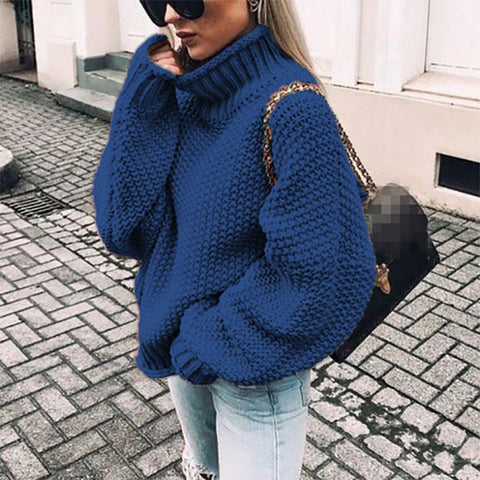 Black Friday Sonicelife Loose Knitted Solid Batwing Sleeve Turtleneck Women Chic Casual Long Sleeve Pullover Sweater Female Autumn Warm Daily Knitwear