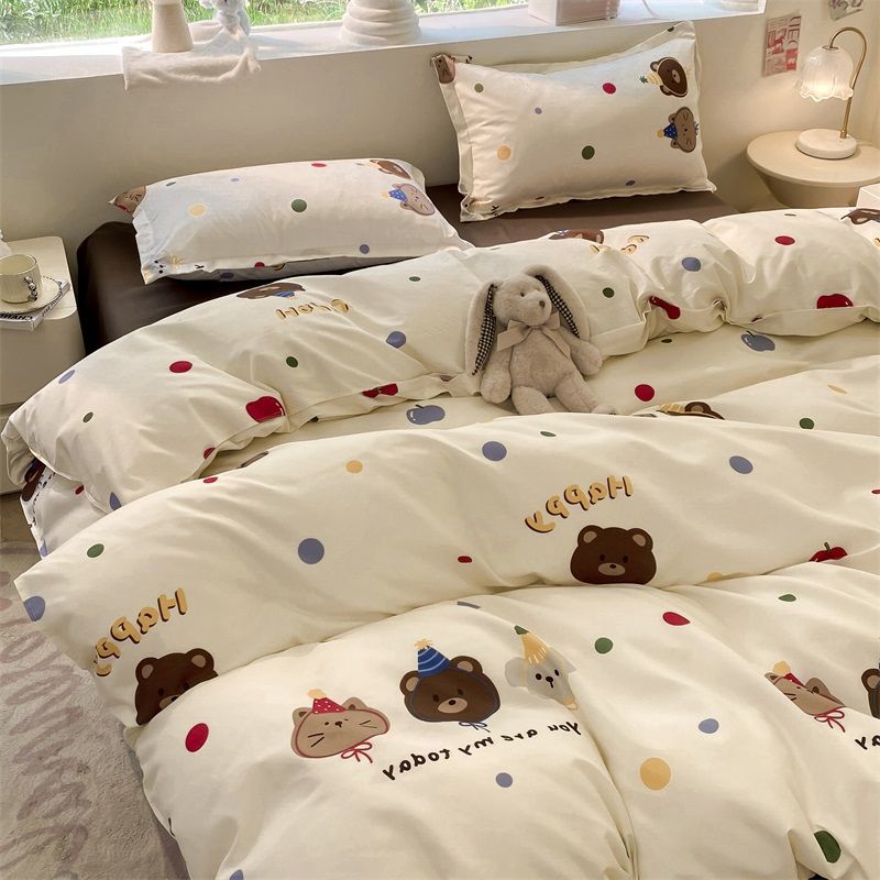 Sonicelife Ins Nordic Black Dot Bedding Set Flat Bed Sheet Duvet Cover Twin Full Queen Nordic Bed Linen Boy Girl Bedding Sets