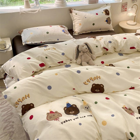 Sonicelife Ins Nordic Black Dot Bedding Set Flat Bed Sheet Duvet Cover Twin Full Queen Nordic Bed Linen Boy Girl Bedding Sets