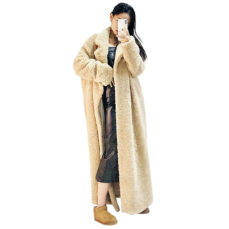 christmas outfit Sonicelife Winter Long Soft Oversized Khaki Thick Warm Fluffy Fuzzy Faux Fur Coat Women Sashes Loose Casual Korean Fashion 2025