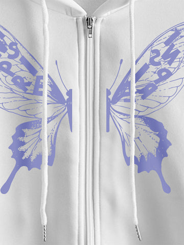 thanksgiving outfit Sonicelife Yoawdats Women s Y2K 2024 Fall Casual Hooded Coat Long Sleeve Lucky Butterfly Print Zip Up Hoodie with 2 Pockets Going Out