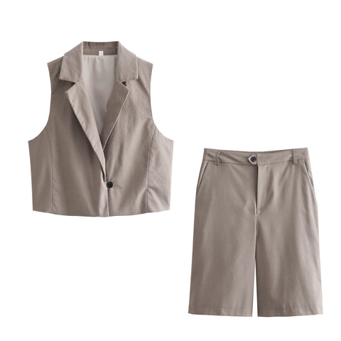 Sonicelife Unisex Double Breasted Vest with One Button, Suit Collar, Sleeveless Top, Simple Casual and Versatile Shorts, New