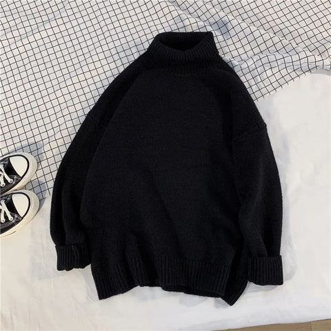 Black Friday Sonicelife Zoki Y2K Autumn Turtleneck Knit Sweater Women Fashion Korean Preppy Solid All Match Pullover Bf Harajuku Casual Warm Jumper New