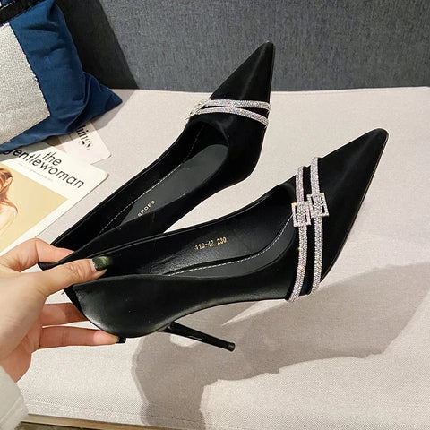 Sonicelife Sexy High Heels Women Shoes Crystal Luxury Pointed Toe Dress Shoes Summer Sandals 2024 Spring Designer Party Femme Zapatos Pumps