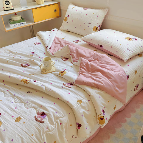 Sonicelife 2024 New Summer Water Washed Glutinous Cotton Summer Bedding Cover Set of Four Pieces