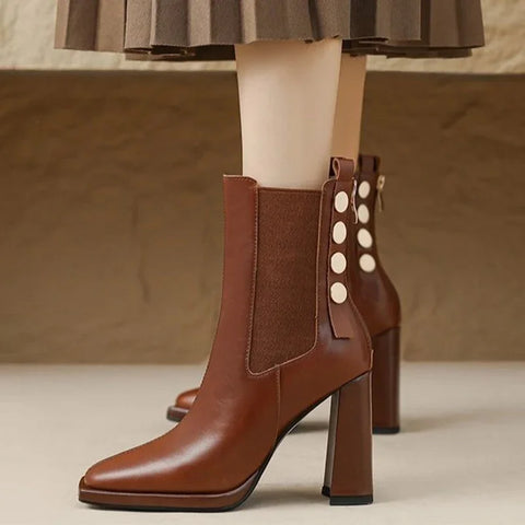 Sonicelife Women Ankle Chelsea Boots Fashion Designer Walking Shoes 2025  Winter Square Toe Pumps Dress Brand Zapatillas Female