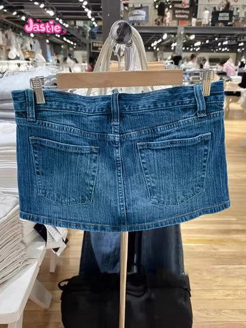 Sonicelife 2025 Summer Women Blue Denim Skirts Vintage High Waist Pockets Mini Skirts Female Y2k Streetwear Slim Bottoms