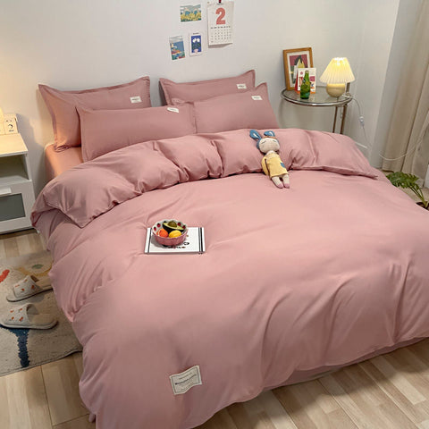 Sonicelife White Pink Bedding Set Nordic Boys Girls Single Double Queen Size Flat Sheet Duvet Cover No Filler Pillowcase Home Textile