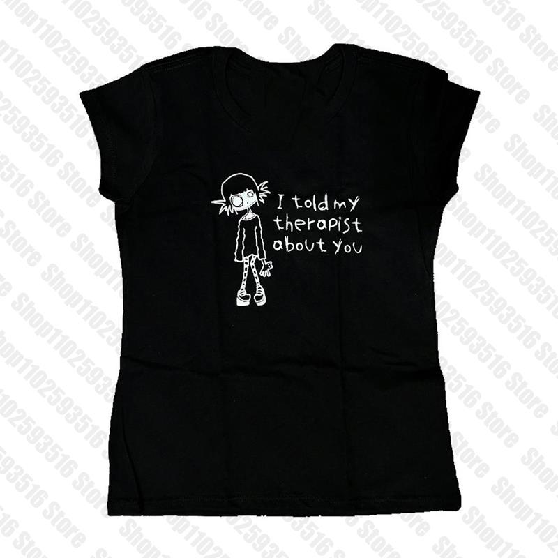 Sonicelife y2k Top women Streetwear Gothic Emo Girl Crop Top Baby Tee Vintage Women anime Print Casual Short Sleeve T-Shirt Y2k Clothes