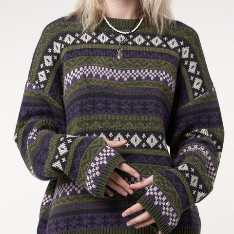 Sonicelife Long Sleeve Downtown Jacquard Sweater