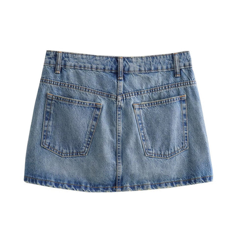 Sonicelife Women's Denim Mini Skirt, New, Fashionable and Casual, Slimming and Versatile