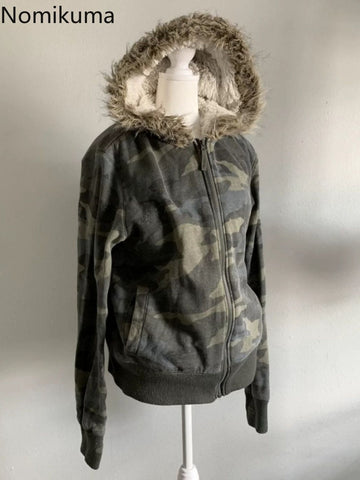 Sonicelife Harajuku Hoodies for Women 2025 Ropa Mujer Camouflage Streetwear Sweatshirts Hooded Fashion Thicked Warm Hoodie Coat Y2k Tops