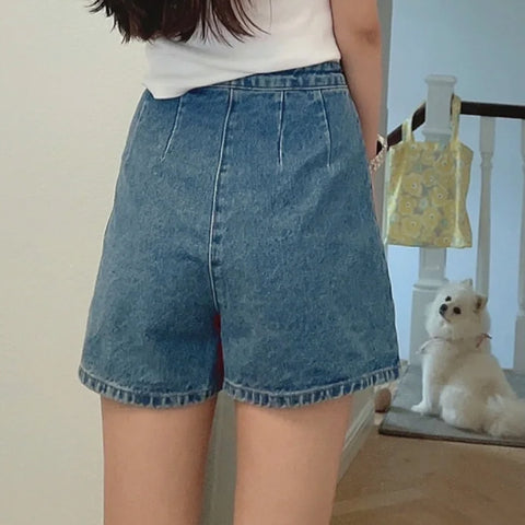 Sonicelife Elegant Solid Mini Denim Skirts Women Slim Fashion New Summer Streetwear Casual Student Skirt Skort Harajuku Y2k Faldas Vintage