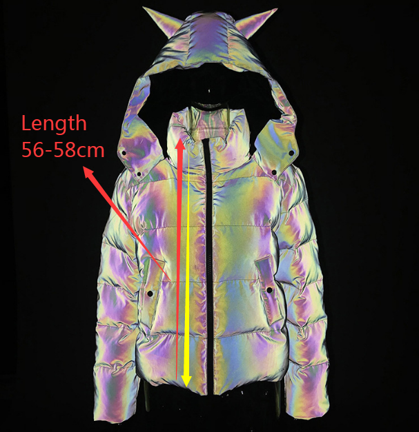 Sonicelife Fashion Women Winter Reflective Parkas Down Outcoats Thick Oversized Cool Luminous Hooded Jackets Coats Chaquetas Mujer Invierno