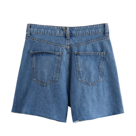 Sonicelife Women's Denim Shorts with High Waist and Split Design Fashionable and Casual Versatile Slimming Mini Shorts New