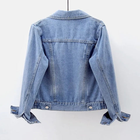 Sonicelife 2025 Spring Autumn Women’s Denim Jacket Long Sleeve Overcoat Loose Denim Coat Button Outwear Jeans Jackets 5XL