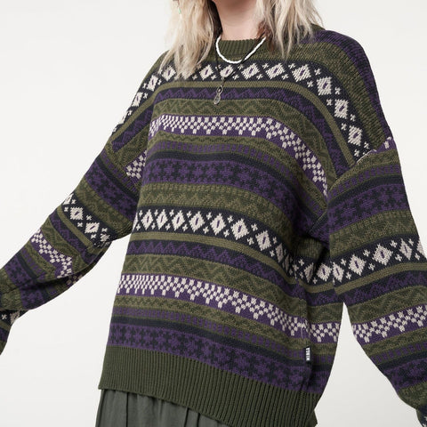 Sonicelife Long Sleeve Downtown Jacquard Sweater