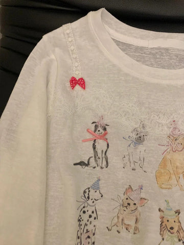 Sonicelife Y2k Harajuku Cartoon Print Long Sleeve Tops Women Sweet 2000s Aesthetic Tees Spring Cute Core Design Casual Loose T-Shirts New