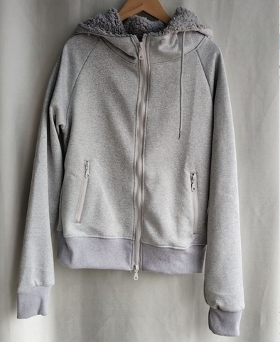 Sonicelife Grey Lamb Wool Double Zipper Hoodies Women's Clothes Slim Waist Hooded Vintage Y2k Coats Ropa Mujer Casual Fashion Sweatshirts