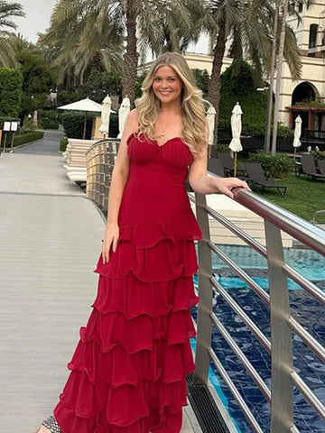 Sonicelife Fashion V Neck Layered Curling Edge Spaghetti Strap Robes Sexy Solid Slim Fit Sleeveless Long Dress New Lady Cocktail Party Gown
