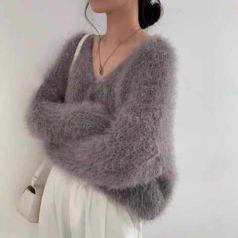 christmas outfit Sonicelife Korean V-neck Soft Mink Cashmere Cardigan Coat Women Long Sleeve Single Breasted Sweater Jacket Autumn Winter New Knitwear