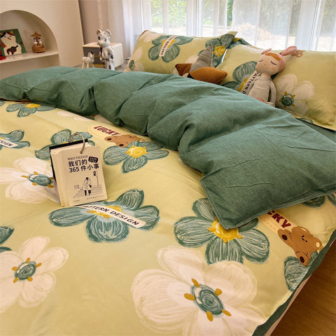 Sonicelife Ins Style Fashion Butterfly Bedding Set For Girls Boys Double Size Flat Sheet Duvet Cover Pillowcase Bed Linen Home Textile