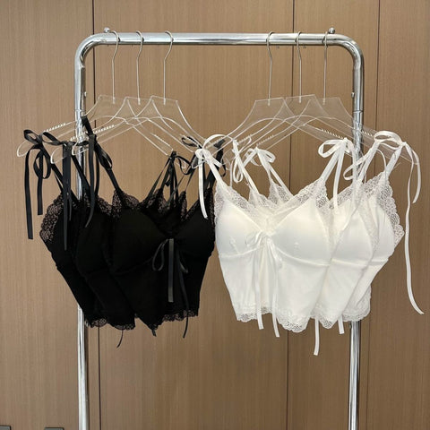 Sonicelife Lace Sling Y2k Clothes Women Summer Crop Top Harajuku Backless Sexy Streetwear Body Tee 2000s Kawaii Tank Tops Camis Coquette