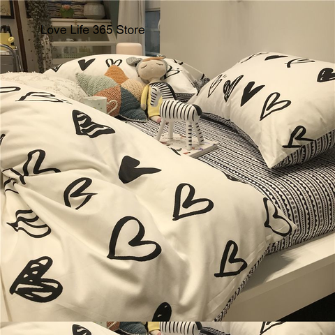 Sonicelife Ins Nordic Pastoral Style blue Floral Duvet Cover With Pillow Case Princess Bed Sheet Kids Girls Bedding Set King Queen Cute