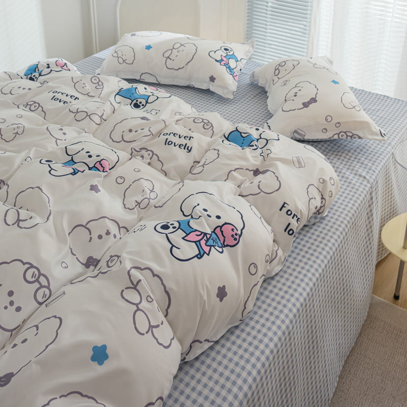 Sonicelife Cute Dog Duvet Cover Set Soft Kids Adult Twin Queen Size Girls Boys Flat Sheet Pillowcase Bedspread New No Filler Bedding Set