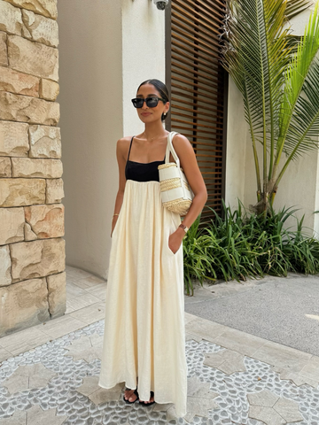 Sonicelife Fashion Loose Patchwork Spaghetti Strap Long Dress Elegant Pleated Off-the-shoulder Backless Gown New Lady Holiday Beach Robes