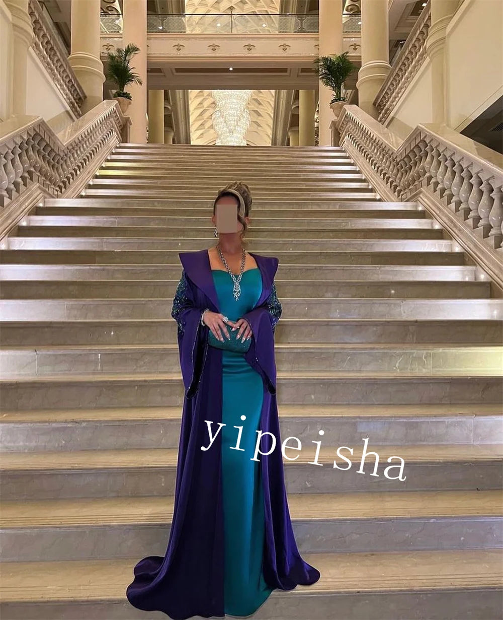 Sonicelife Customized Jiayigong  s Pattern Graduation Sheath Square Neck Bespoke Occasion Gown Long Dresses Saudi Arabia (PRE-ORDER)