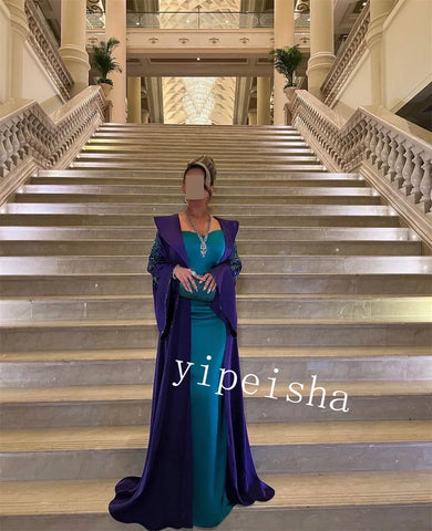 Sonicelife Customized Jiayigong  s Pattern Graduation Sheath Square Neck Bespoke Occasion Gown Long Dresses Saudi Arabia (PRE-ORDER)