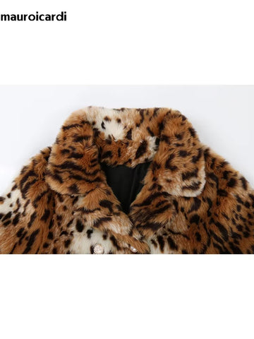 christmas outfit Sonicelife Spring Winter Multicolored Colorful Leopard Print Thick Warm Faux Fur Jacket Women Chic Luxury Designer Clothes 2025