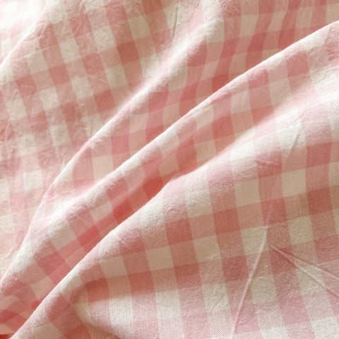 Sonicelife 2024 New Bedding Set Ins Nordic Style Pink Grid Washed Cotton 4 pcs Bed Sheet Set For Girls Duvet Cover and Pillowcase