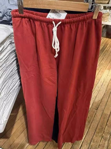 Sonicelife Red Drawstring Elastic Waist Oversized Retro Trouser Woman Casual Wide Leg Pant Loose Y2K Harajuku Sweatpants Cototn Blend