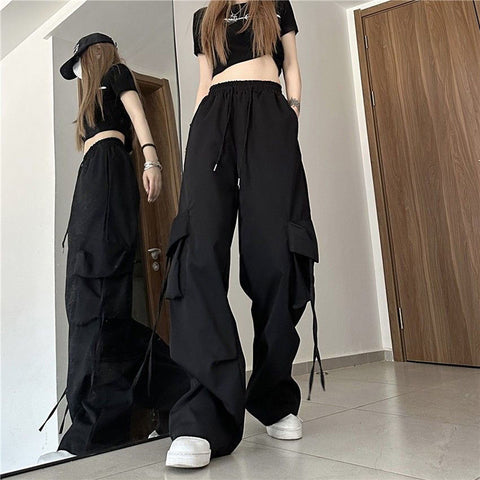 Sonicelife Cargo Pants High Waist Women Streetwear Hip Hop Y2K Trousers Loose Casual American Style 90S Pockets Fashion Female Pants